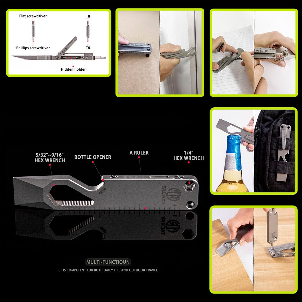 Tacray Titanium Pocket Pry Bar ¨C EDC Emergency Multitool